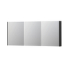 INK SPK2 Spiegelkast - 180x14x74cm - 3 deuren - dubbelzijdige Spiegel - schakelaar en stopcontact - MDF lak zwart mat SW440217