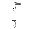 Fortifura Calvi Ensemble de douche pluie - thermostatique - pomme de douche de tête 30cm - flexible métallique - douchette bâton - bec de baignoire pivotant - noir mat SW1592493