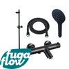 FugaFlow Eccelente Sobrado Mitigeur baignoire - avec barre curseur - douchette ronde - flexible en métal - Noir mat SW1123998