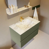 Mondiaz VICA-DLUX Ensemble de meuble de salle de bain - 80cm - meuble sous-vasque armée - 2 tiroirs - lavabo encastré nuage milieu - 1 trou de robinet - version haute 60cm - glace SW1088060