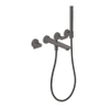 Hansgrohe Axor Citterio C afbouwdeel v. 4-gats inbouw badkraan wandmontage m. handdouche en cubic cutvoorsprong 22.2cm - brushed black chrome SW1151986