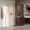 BRAUER Oblivion Paroi de douche à l'italienne - 120x200cm - paroi latérale de 30 cm - protection en verre - verre bronze - noir mat SW721067