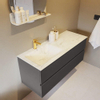 Mondiaz VICA-DLUX Ensemble de meuble de salle de bain - 120cm - meuble sous-vasque gris foncé - 2 tiroirs - lavabo encastré cloud gauche - 1 trou de robinet - version haute de 60cm - opalo SW1087801