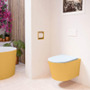 Mondiaz LAVIE WC suspendu – sans bride – 36 x 53 cm – avec abattant softclose – Ocher (jaune), abattant Clay (bleu clair/gris) SW1208590