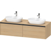 Duravit Ketho.2 Wastafelonderbouwkast - inclusief consoleplaat - met 2 laden - voor dubbele waskommen - 160x55x45.9cm - met handgrepen antraciet - natuur eiken mat SW772769
