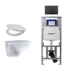 Adema Classico toiletset bestaande uit inbouwreservoir en toiletpot, basic toiletzitting en bedieningsplaat zwart SW794519 Adema Classico toiletset bestaande uit inbouwreservoir en toiletpot, basic toiletzitting en bedieningsplaat zwart SW794519
