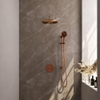 BRAUER Copper Edition Douche de pluie encastrée thermostatique - 3 voies - ronde - set 94 - pomme de douche 30 cm - bras mural courbé - douchette 3 jets - flexible de douche - barre de douche intégrée - cuivre brossé PVD SW1159086