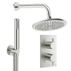 Crosswater MPRO Ensemble de douche de tête encastré - 2 poignées - pomme de douche 30 cm - douchette à main - bras mural - inox brossé SW1472612