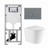 QeramiQ Dely Toiletset - 36.3x51.7cm - diepspoel - rimless - Geberit UP320 inbouwreservoir - met Burda frame - softclose toiletzitting - bedieningsplaat licht grijs - ronde knoppen - mat wit SW1164793