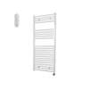 Sanicare HVS Radiateur électrique - 111,8x45cm - 596W - avec télécommande - thermostat - chrome - en bas à droite - blanc mat SW1210770