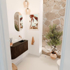 Mondiaz JOYA 81.6cm toiletmeubel - ronding links kleur Walnut - Wastafel FAYE positie Rechts Zonder kraangat kleur Urban. SW1421351