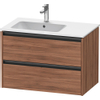 Duravit Ketho.2 Wastafelonderbouwkast - met 2 laden - voor waskom links - 81x48x54.9cm - met grepen antraciet - noten mat SW772422