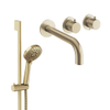 Crosswater MODULE Badkraanset - 2 hendels - baduitloop - handdouche - glijstang - geborsteld messing (goud) SW1472405