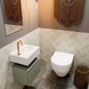 MONDIAZ ANDOR Toiletmeubel - 40x30x30cm - 1 kraangat - 1 lades - army mat - wasbak rechts - Solid surface - Wit SW474047