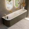 Mondiaz KURVE Ensemble de meubles de salle de bains - 170x46x40cm - 1 tiroir - 2 portes - vasque solid surface - double - sans trou de robinet - Shadow SW1414134
