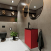 MONDIAZ TURE Toiletmeubel 40x23x50cm met 1 kraangaten 1 deuren fire mat Wastafel Eden rechts Solid Surface Zwart SW475380
