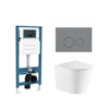 QeramiQ Dely Toiletset - inbouwreservoir Qeramiq Flush - slim zitting - kunststof licht grijze bedieningsplaat - ronde knoppen - mat wit SW1579093