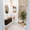 Mondiaz JOYA-DLUX 83.2cm toiletmeubel - ronding links en rechts kleur Walnut - Wastafel FAYE positie Midden Zonder kraangat kleur Arena. SW1424388