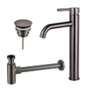 FugaFlow Eccelente Sobrado Kit mitigeur lavabo - robinet rehaussé - bonde nonobturable - siphon design - PVD Gunmetal SW1124197
