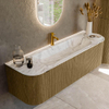 Mondiaz KURVE-DLUX Ensemble meuble de salle de bains - 150x46x40cm - 1 tiroir - 2 portes - vasque solid surface - central - 1 trou de robinet - Dusk SW1415484