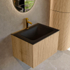 MONDIAZ KURVE 60cm Meuble salle de bain - couleur Oak - 1 tiroir - vasque CLOUD centre - 1 trou de robinet - Urban SW1138339