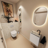 MONDIAZ TURE-DLUX Meuble toilette - 40cm - Linen - EDEN - vasque Ostra - position gauche - 1 trou de robinet SW1104913