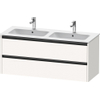 Duravit Ketho.2 Wastafelonderbouwkast - met 2 laden - voor dubbele wastafel - 128x48x55cm - met grepen antraciet - wit supermat SW772257