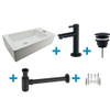 FugaFlow Eccelente Sobrado Ensemble lave-mains salle de bains - droit - 1 trou de robinet - robinet de lavabo noir mat - blanc SW1124057