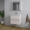 Adema Chaci Ensemble meuble salle de bains - 60x46x57cm - 1 vasque ovale en céramique blanche - 1 trou de robinet - 2 tiroirs - armoire de toilette - Cotton SW1182384