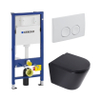 QeramiQ Dely Toiletset - Geberit UP100 inbouwreservoir - witte bedieningsplaat - softclose toilet zitting - 35mm - mat zwart (wit) SW1235433