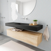 MONDIAZ ALAN 150cm - meuble bas - chêne lavé - 1 tiroir - lavabo suspendu - vasque centrée - 0 trous de robinet - urban SW408525