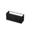 INK Wastafelonderkast - 120x45x52cm - 2 lades - greeploos - met houten keerlijst - MFC - Houtskool eiken SW207417