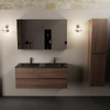 Mondiaz AIVY Ensemble de meuble - 120x45x50cm - 2 trous de robinet - 2 vasques Urban Solid surface - Gauche et droite - 2 tiroirs - avec armoire de toilette - Melamine Mocha SW892261