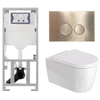 Duravit Me by starck Toiletset - inbouwreservoir met UP320 spoelmachine - softclose zitting - metaal messing bedieningsplaat - ronde knoppen - geborsteld messing goud SW1574321