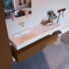 Mondiaz ALAN-DLUX Ensemble de meuble - 150cm - meuble Rust mat - 2 tiroirs - Lavabo Cloud Ostra suspendu - vasque Gauche - 0 trous de robinet SW807704