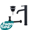 FugaFlow Eccelente Sobrado Kit mitigeur lavabo - robinet rehaussé - bonde nonobturable - siphon design - Noir mat SW1124182