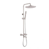 Fortifura Calvi Ensemble de douche pluie - thermostatique - douche de tête 25 cm - flexible lisse - douchette à main bâton - bec de baignoire orientable - Inox brossé PVD SW1592504