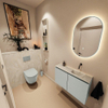 MONDIAZ TURE-DLUX Meuble toilette - 80cm - Greey - EDEN - vasque Ostra - position droite - sans trou de robinet SW1104855