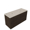 Saniclass Holz Frame Ensemble meuble de salle de bains - 120x45x63cm - Plan de toilette en pierre naturelle travertin - 2 trous de robinetterie - 2 tiroirs - chêne charcoal mat (bois) SW1580039
