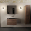 Mondiaz AIVY Ensemble de meuble - 80x45x50cm - 0 trous de robinet - 1 vasque Urban Solid surface - Centre - 2 tiroirs - avec armoire de toilette - Melamine Mocha SW892274
