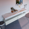 Mondiaz ALAN-DLUX Ensemble de meuble - 200cm - meuble Clay mat - 2 tiroirs - Lavabo Cloud Frappe suspendu - vasque Droite - 0 trous de robinet SW804776