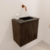 Mondiaz JOYA-DLUX 40cm toiletmeubel - kleur Walnut - Wastafel FAYE positie Rechts Zonder kraangat kleur Lava. SW1422412