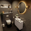 Mondiaz Fowy Meuble de toilette - 60x50x23cm - fumée mat - 1 trou de robinet - lavabo à droite - 2 portes - solid surface - plan MDF - lavabo : blanc SW761237