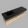 MONDIAZ ALAN 150cm badmeubel onderkast washed oak 2 lades Vrijhangende wastafel cloud links 1 kraangat kleur urban SW408644 MONDIAZ ALAN 150cm badmeubel onderkast washed oak 2 lades Vrijhangende wastafel cloud links 1 kraangat kleur urban SW408644