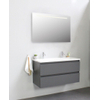 Basic Bella Meuble avec lavabo acrylique avec 2 trous de robinet et miroir avec éclairage 100x55x46cm Flat Pack Anthracite mat SW538711