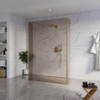 Fortifura Galeria Vrijstaande Inloopdouche - 140x200cm - Rookglas - antikalk - 8mm veiligheidsglas - 2 zijwanden - 30cm - wandsteunen en hoekprofielen - PVD - geborsteld messing (goud) SW993050