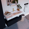 Mondiaz ALAN-DLUX Ensemble de meuble - 100cm - meuble Urban mat - 1 tiroir - Lavabo Cloud Glace suspendu - vasque Droite - 1 trou de robinet SW804929