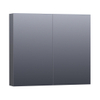 Saniclass Dual Spiegelkast - 80x70x15cm - 2 links- rechtsdraaiende spiegeldeur - MDF - hoogglans grijs SW371756