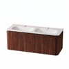 Royal Plaza Terra Badkamermeubelset - 120x46.2x46cm - solid surface wastafel wit mat - 2 wasbakken - 2 kraangaten - 2 lades - kastanje (walnoot) SW1447035