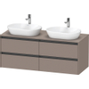 Duravit ketho meuble sous 2 lavabos avec plaque de console et 4 tiroirs pour double lavabo 140x55x56.8cm avec poignées anthracite basalte mate SW772683